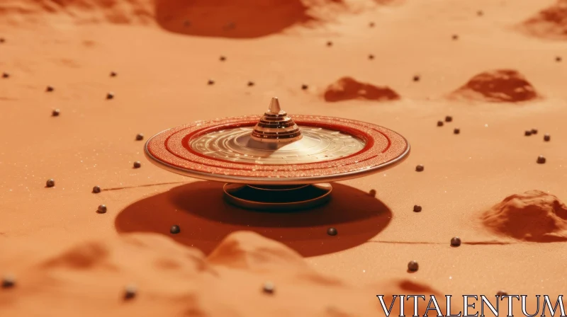 Mysterious Spaceship in Desert | Retro-Futuristic PS1 Graphics AI Image
