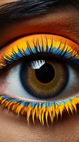 Photorealistic Eye Art with Feather Accents