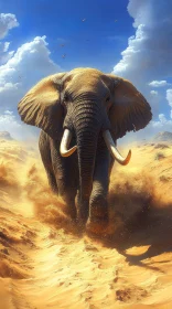 Majestic Elephant in Sandy Expanse