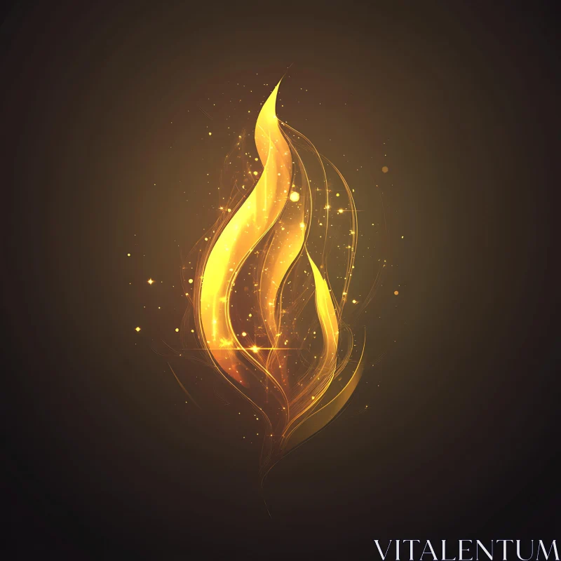 Illuminated Golden Flame Artwork AI Image