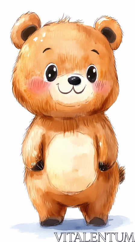 Adorable Fuzzy Teddy Bear Art AI Image