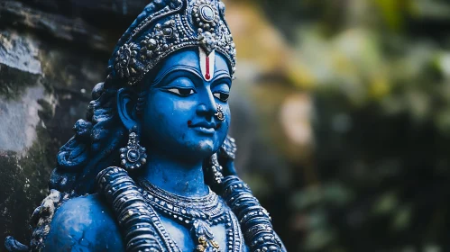 Serene Blue Statue of Hindu God