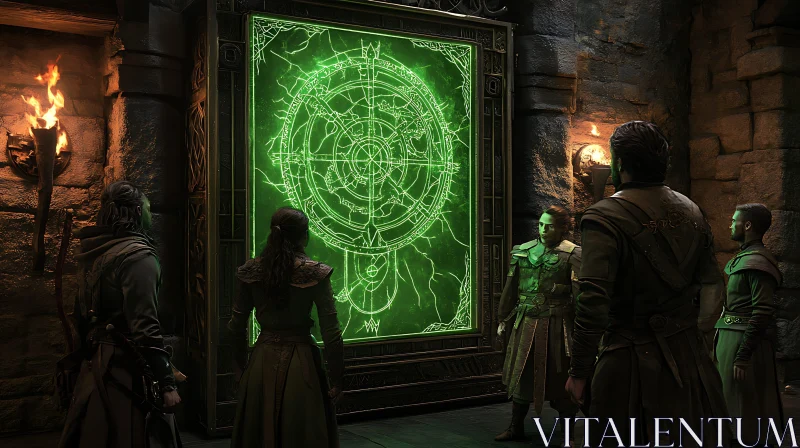 AI ART Enigmatic Green Portal in Ancient Setting