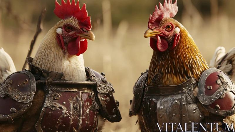 Chicken Warriors in Armor AI Image