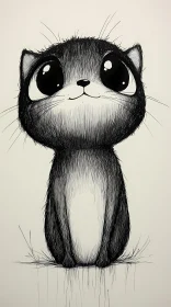 Adorable Black and White Cat Artwork
