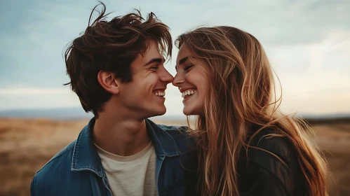 Smiling Couple Touching Noses