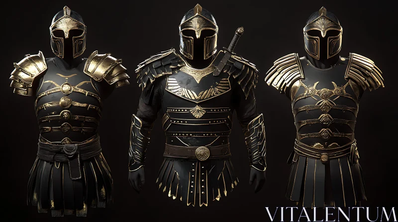 AI ART Ancient Warrior Armor with Golden Details