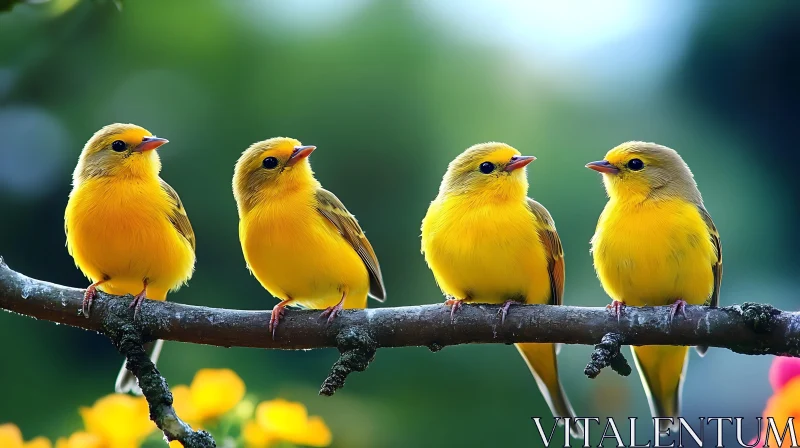 AI ART Birds on Branch