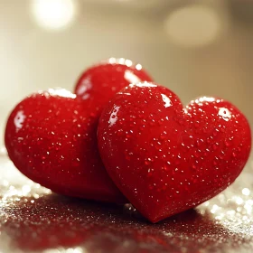 Hearts with Water Droplets