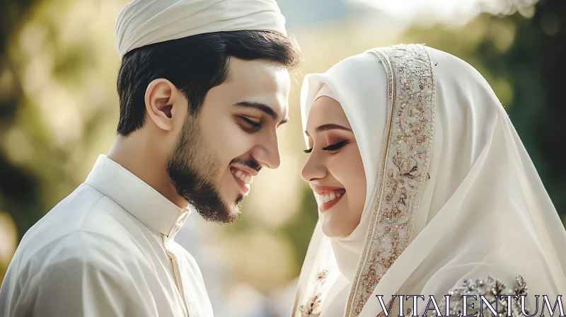 Muslim Wedding Portrait: A Moment of Love AI Image