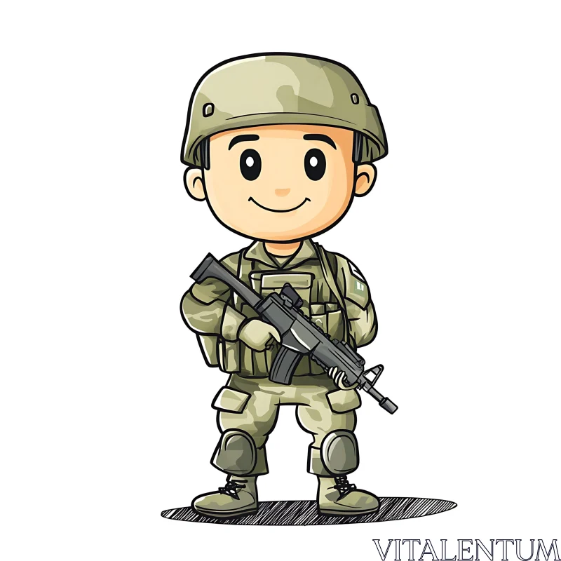 AI ART Smiling Soldier Cartoon Character Art