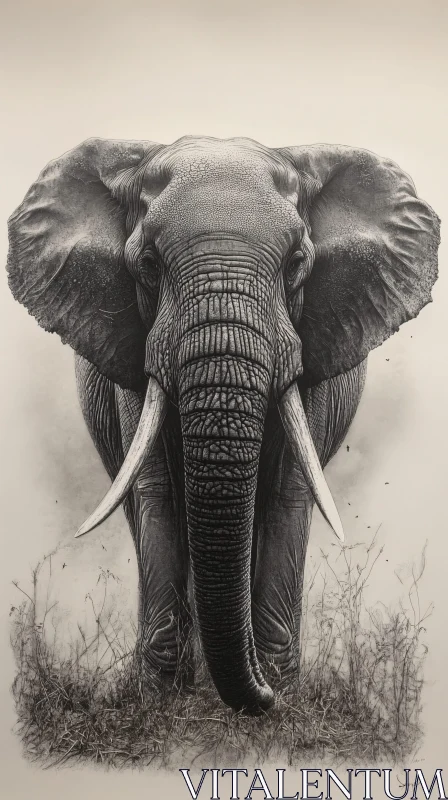 Elephant Art Sketch AI Image