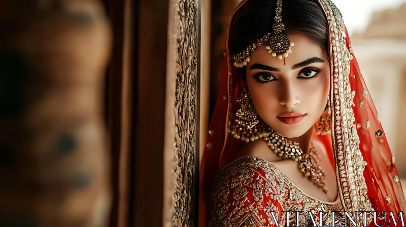 Portrait of Woman in Traditional Dress AI Image