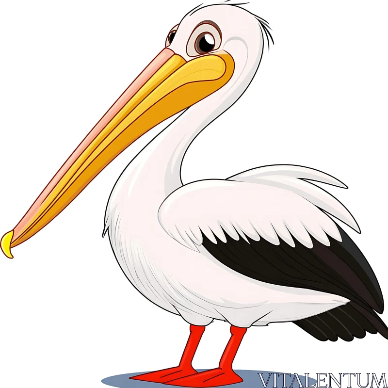 Pelican Cartoon Image - Bird Illustration AI Image