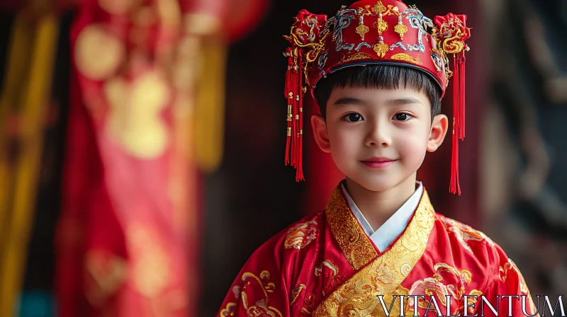 Portrait of a Child in Traditional Dress AI Image