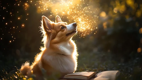 Enchanted Corgi with Golden Light