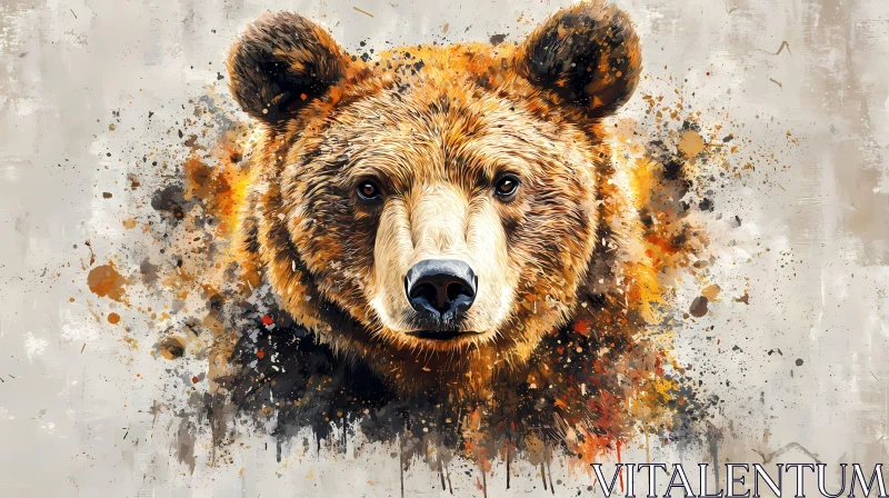 AI ART Bear Art with Splatter Technique