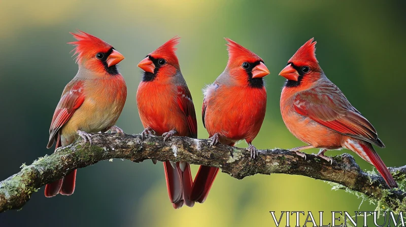 AI ART Cardinals Perched Together