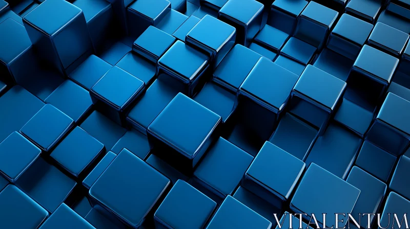 Geometric Blue Cube Arrangement AI Image