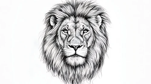 Lion Head Monochrome Art