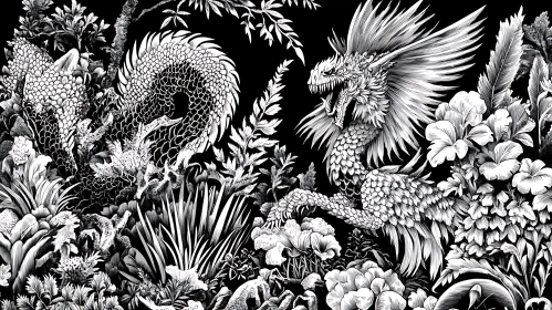 Dragon Art in Black and White