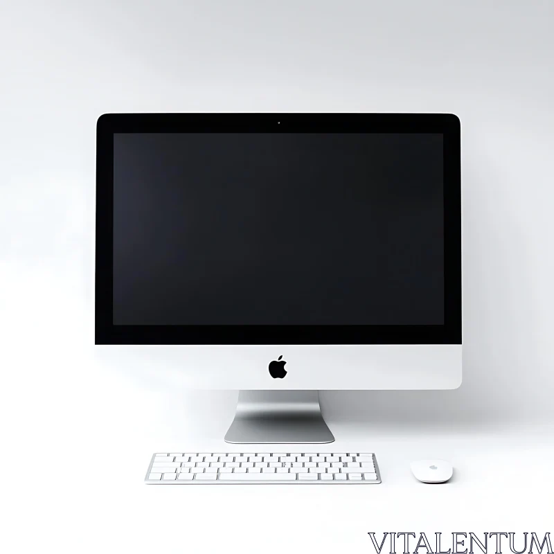 Minimalist Desktop Computer with Keyboard and Mouse AI Image