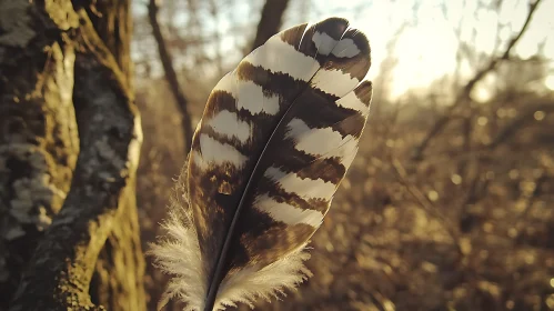 Patterned Feather in Sunlight