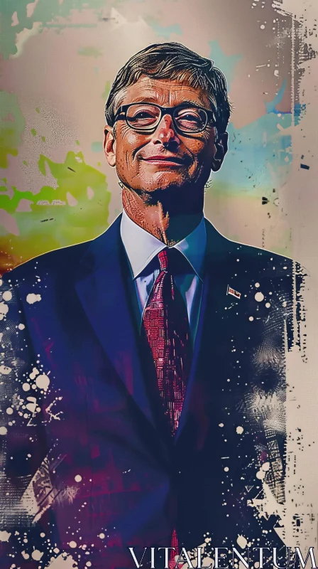 AI ART Bill Gates Portrait in Digital Art