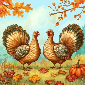 Autumnal Turkey Pair