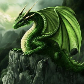 Green Dragon on Mountain Peak