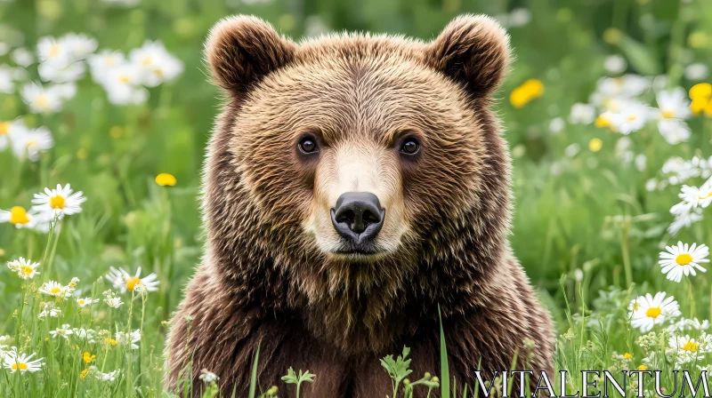 Serene Bear in Wildflower Meadow AI Image