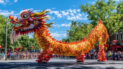 Festive Dragon Dance in City Parade