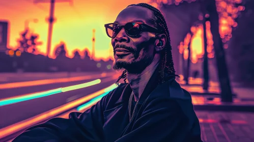 Snoop Dogg in Urban Sunset Scene