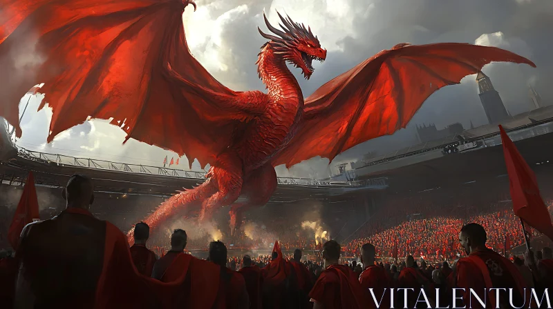 AI ART Stadium Dragon Fantasy Art Illustration