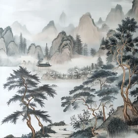 Serene Mountain Vista Painting