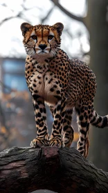 Elegant Cheetah on a Log