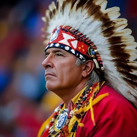 Indigenous Man with Feathers