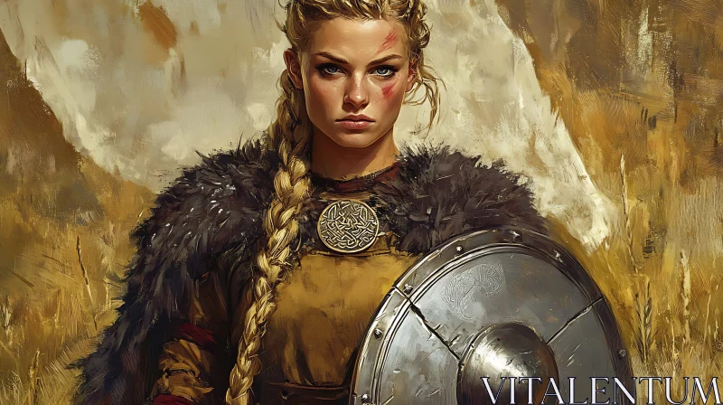 AI ART Strong Female Warrior with Shield