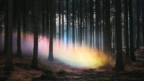 Enchanted Forest Illuminated with Fog