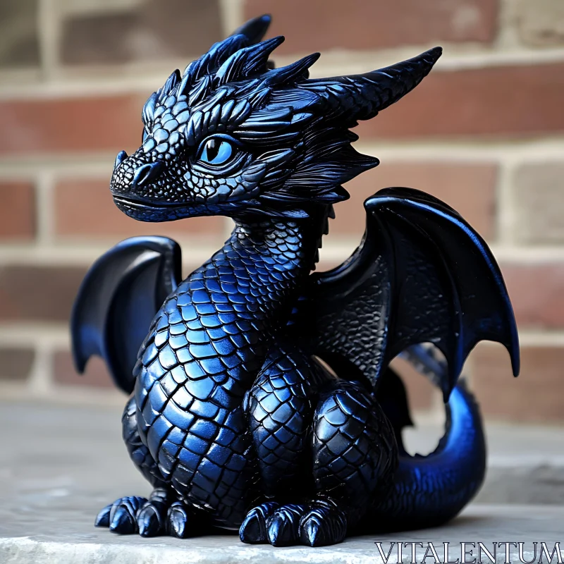 AI ART Whimsical Blue Dragon Figurine Display