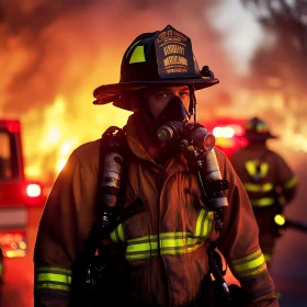 Heroic Firefighter at Fire Scene