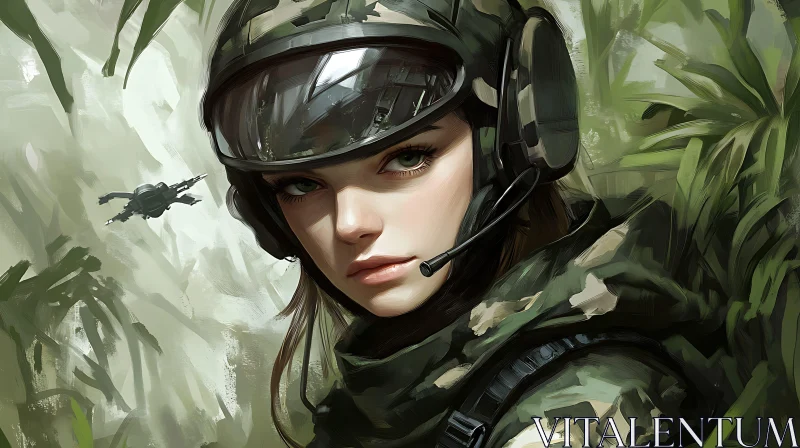 AI ART Portrait of a Woman Soldier