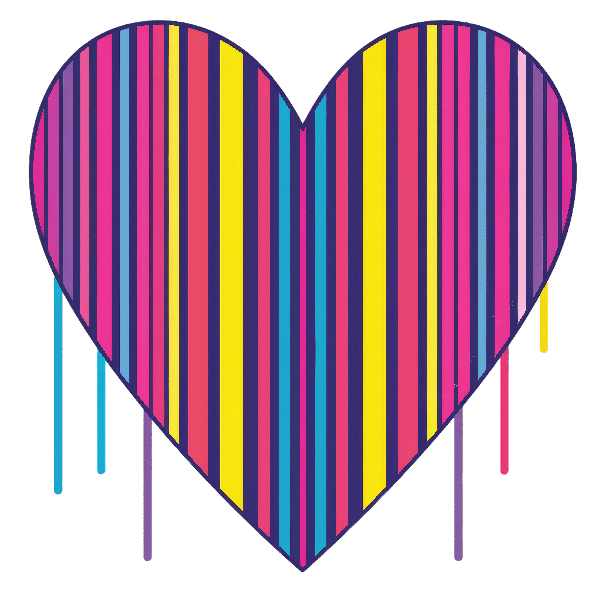 POD Design Vivid Striped Heart Graphic