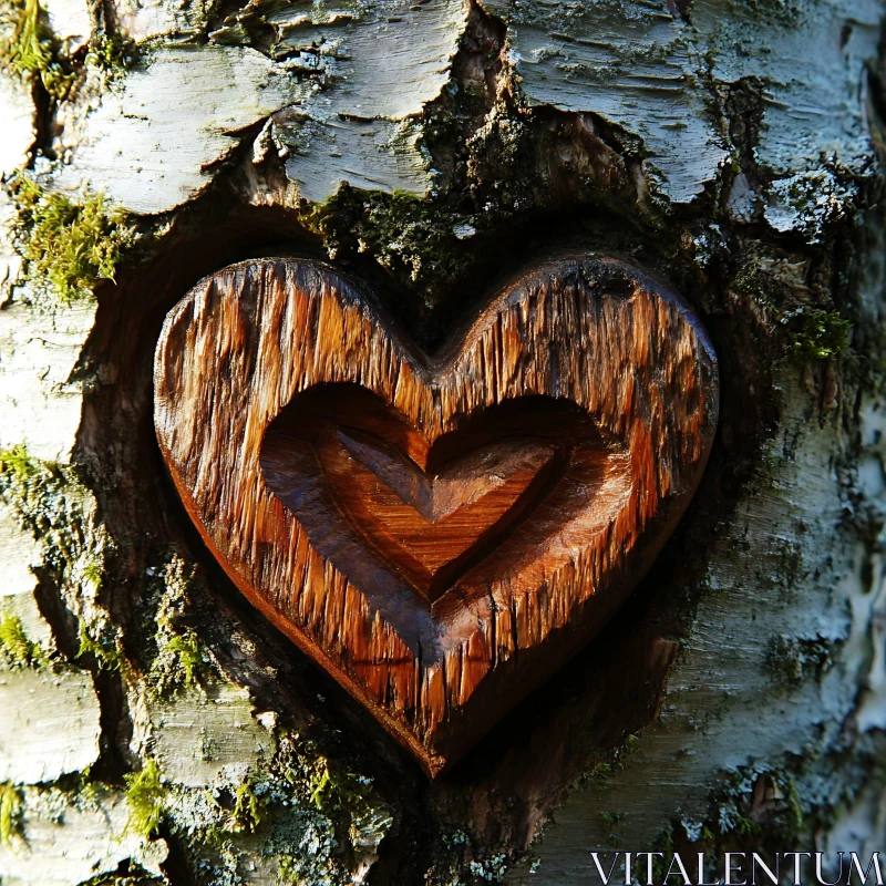 Heart Carving on Tree Bark AI Image