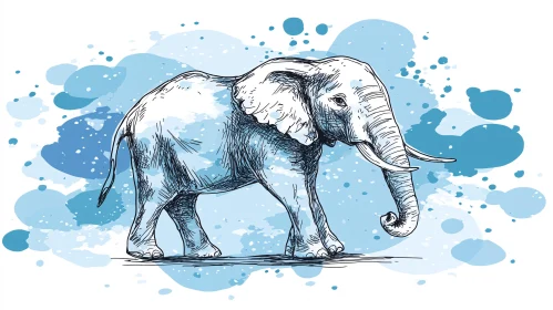 Blue Watercolor Elephant