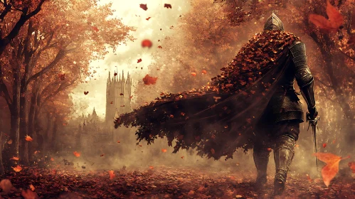 Autumnal Knight in Forest Scene