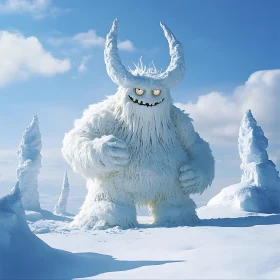 Smiling Yeti in Winter Wonderland
