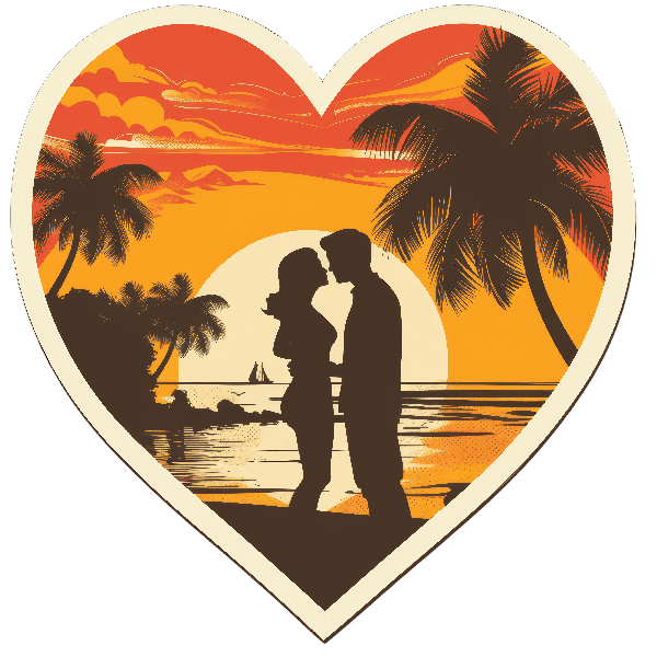 Tropical Sunset Couple Illustration POD Design