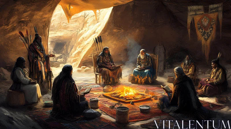 Ancient Tribal Meeting AI Image