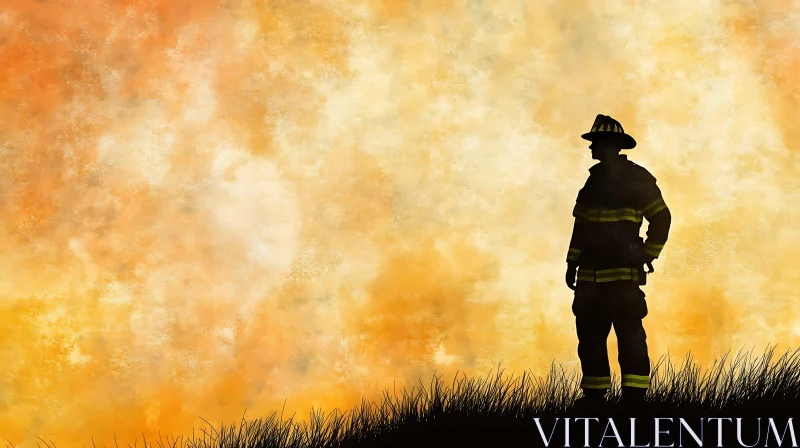 Firefighter Silhouette during Sunset AI Image